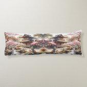 Tranquil Kyoto Japan Waterverf Sketch | Lichaamskussen (Achterkant)