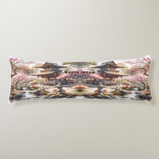 Tranquil Kyoto Japan Waterverf Sketch | Lichaamskussen (Voorkant)