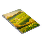 Tranquil landschap in zonnestralen. Mooie su Notitieboek (Rechterzijde)