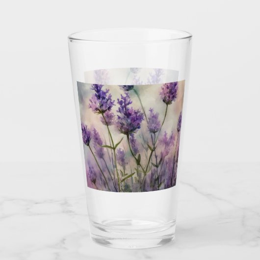 Tranquil Lavendel Velden Pint Glas - 16oz (Voorkant)