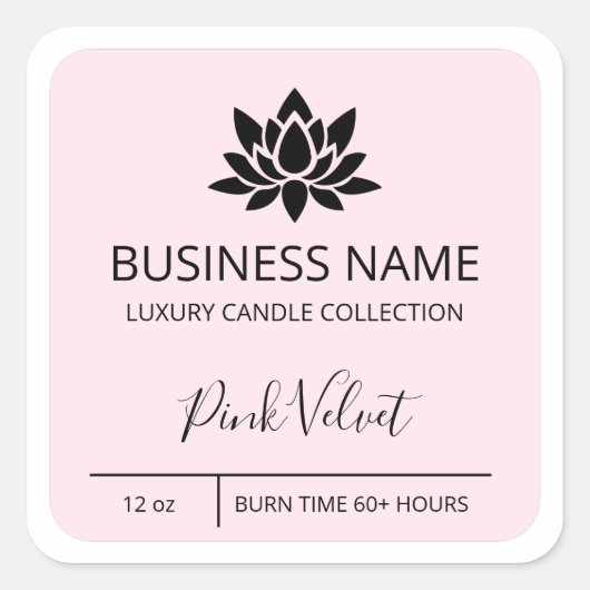 Tranquil Lotus Pink Soy Candle Product Labels (Voorkant)