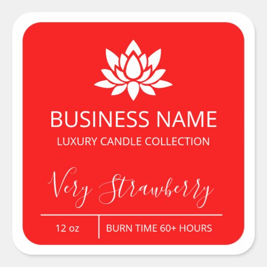 Tranquil Lotus Red Strawberry Soy Candle Labels (Voorkant)