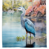 Tranquil Majesteit: Blauw Heron Haven Douchegordij Douchegordijn (Voorkant)
