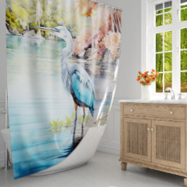 Tranquil Majesteit: Blauw Heron Haven Douchegordij Douchegordijn