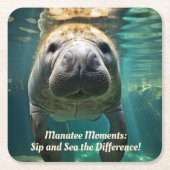 Tranquil Manatee Knuffel: Aanpasbare Knuffel Hub  Kartonnen Onderzetters (Voorkant)