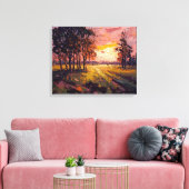 Tranquil Meadow Sunset Fine Art Canvas Afdruk (Insitu (Woonkamer))