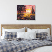 Tranquil Meadow Sunset Fine Art Canvas Afdruk (Insitu (Slaapkamer))