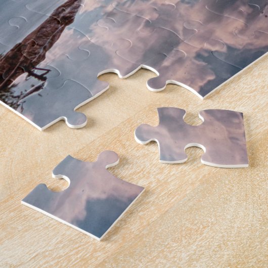 Tranquil-meer met Berg op de achtergrond Legpuzzel (Zijkant)