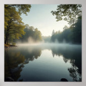 Tranquil Mist Reflections on a Lake's Surface Poster (Voorkant)
