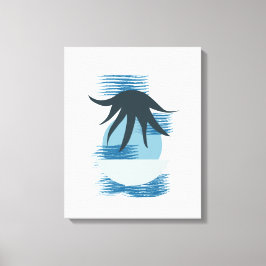 Tranquil monochromatische schaduwen van Blue Canva Canvas Afdruk