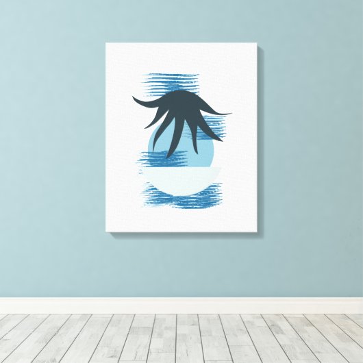 Tranquil monochromatische schaduwen van Blue Canva Canvas Afdruk (Insitu (Houten vloer))