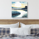 Tranquil Moonlight Lake Canvas Afdruk (Insitu (Slaapkamer))
