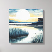Tranquil Moonlight Lake Canvas Afdruk (Voorkant)