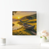 Tranquil Morning Sunrise Vierkante Klok (Huis)