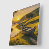 Tranquil Morning Sunrise Vierkante Klok (Hoek)