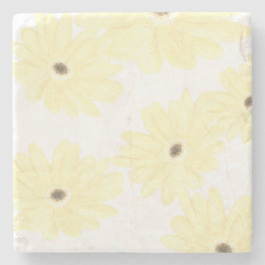 Tranquil Morning Yellow Flowers  Stenen Onderzetter (Voorkant)