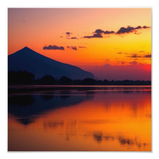 Tranquil Mountain Lake zonsondergang Foto Afdruk (Voorkant)