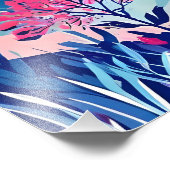 Tranquil Mountain Sunset met roze bloemen Foto Afdruk (Hoek)