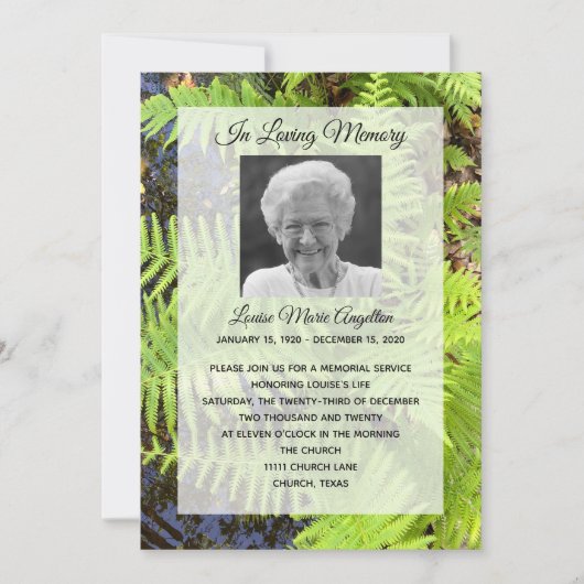 Tranquil Natuur Memorial Service Invitation Kaart (Voorkant)