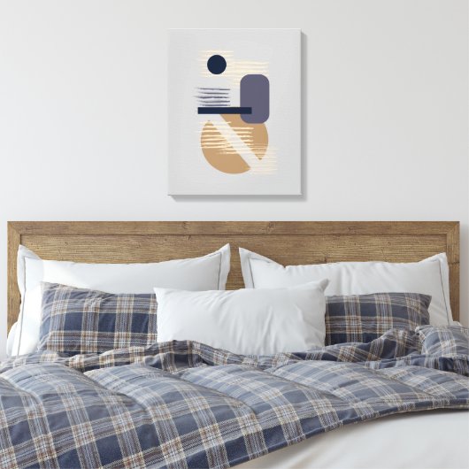 Tranquil neutraal/Tan/Blues minimalist Canvas Art Afdruk (Insitu (Slaapkamer))