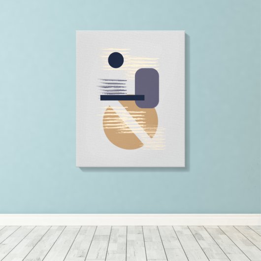 Tranquil neutraal/Tan/Blues minimalist Canvas Art Afdruk (Insitu (Houten vloer))
