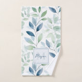 Tranquil Oasis Waterverf Bladeren Monogram & Naam Bad Handdoek (Handdoek)