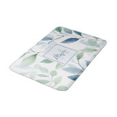 Tranquil Oasis Waterverf Bladeren Monogram & Naam Badmat (Gekanteld)