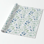 Tranquil Oasis Waterverf Bladeren Monogram & Naam Cadeaupapier (Uitgerold)