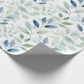 Tranquil Oasis Waterverf Bladeren Monogram & Naam Cadeaupapier (Hoek)