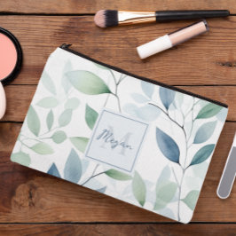 Tranquil Oasis Waterverf Bladeren Monogram & Naam Etui