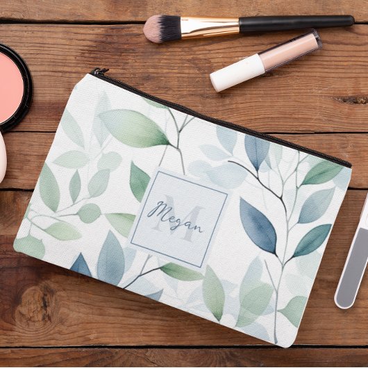 Tranquil Oasis Waterverf Bladeren Monogram & Naam Etui
