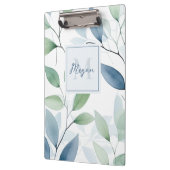 Tranquil Oasis Waterverf Bladeren Monogram & Naam Klembord (Links)