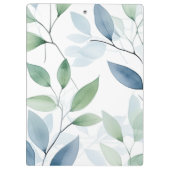 Tranquil Oasis Waterverf Bladeren Monogram & Naam Klembord (Achterkant)