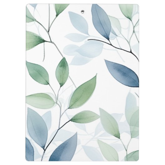 Tranquil Oasis Waterverf Bladeren Monogram & Naam Klembord (Achterkant)