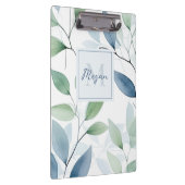 Tranquil Oasis Waterverf Bladeren Monogram & Naam Klembord (Rechts)