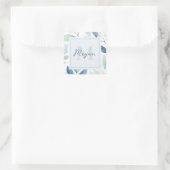 Tranquil Oasis Waterverf Bladeren Monogram & Naam Vierkante Sticker (Tas)
