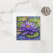Tranquil Paarse Lotus Pond Notitiekaartje (Voorkant / Achterkant in situ)