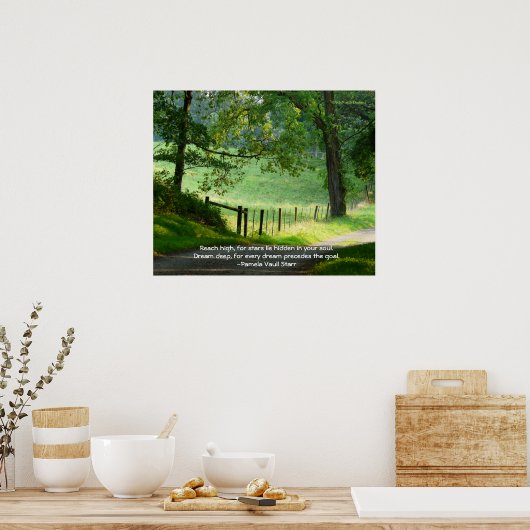 Tranquil pad landschap+Quote Poster (Keuken)