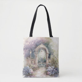 TRANQUIL PASTEL WATERVERF GARDEN SCENE TOTE BAG