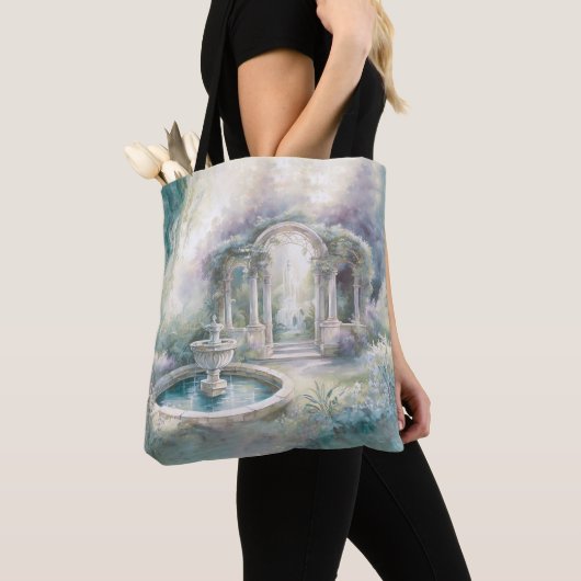 TRANQUIL PASTEL WATERVERF GARDEN SCENE TOTE BAG (Dichtbij)
