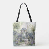 TRANQUIL PASTEL WATERVERF GARDEN SCENE TOTE BAG (Achterkant)