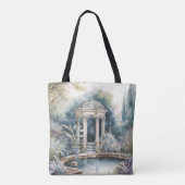 TRANQUIL PASTEL WATERVERF GARDEN SCENE TOTE BAG (Achterkant)
