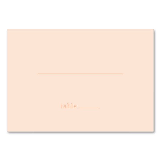 Tranquil Peach Minimalist Table Sign Kaart (Voorkant)