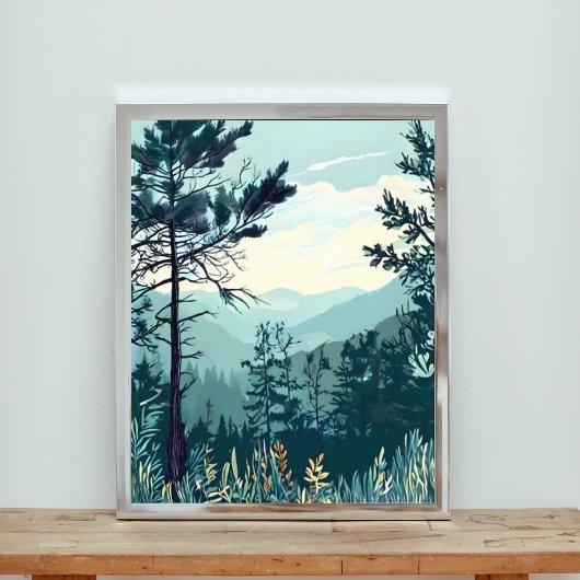 Tranquil Peaks: een sereen berglandschap Foto Afdruk