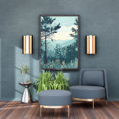 Tranquil Peaks: een sereen berglandschap Foto Afdruk