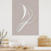 "Tranquil Rhythms" | Witte lijnen Abstracte kunst Poster (Keuken)