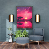 Tranquil Roze Zonsondergang Foto Afdruk