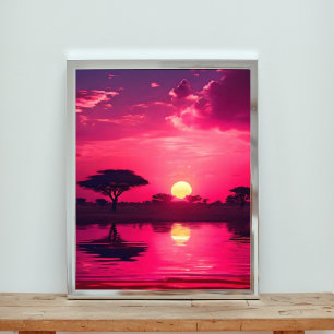 Tranquil Roze Zonsondergang Foto Afdruk