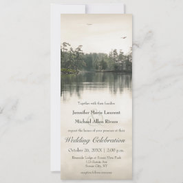 Tranquil rustieke Lake Reflectie Slanke bruiloft Kaart