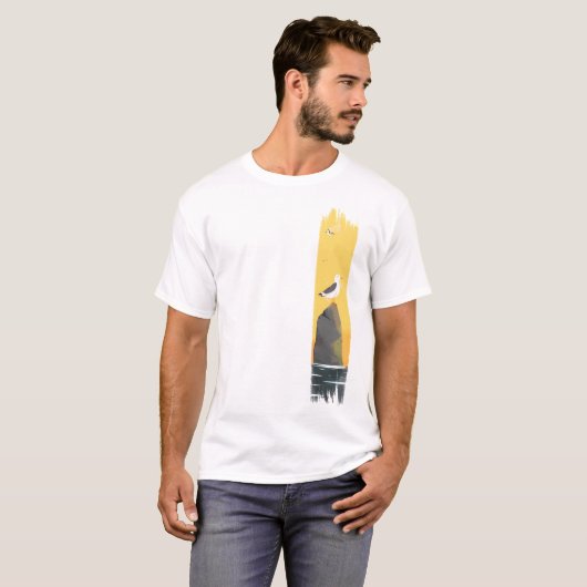 Tranquil Seagull Brushstroke Paint T-shirt (Voorkant volledig)